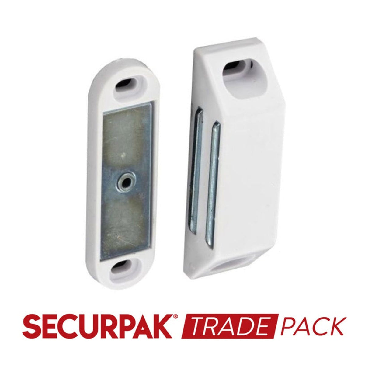 Pack of eight Securpak white 6kg magnetic catches