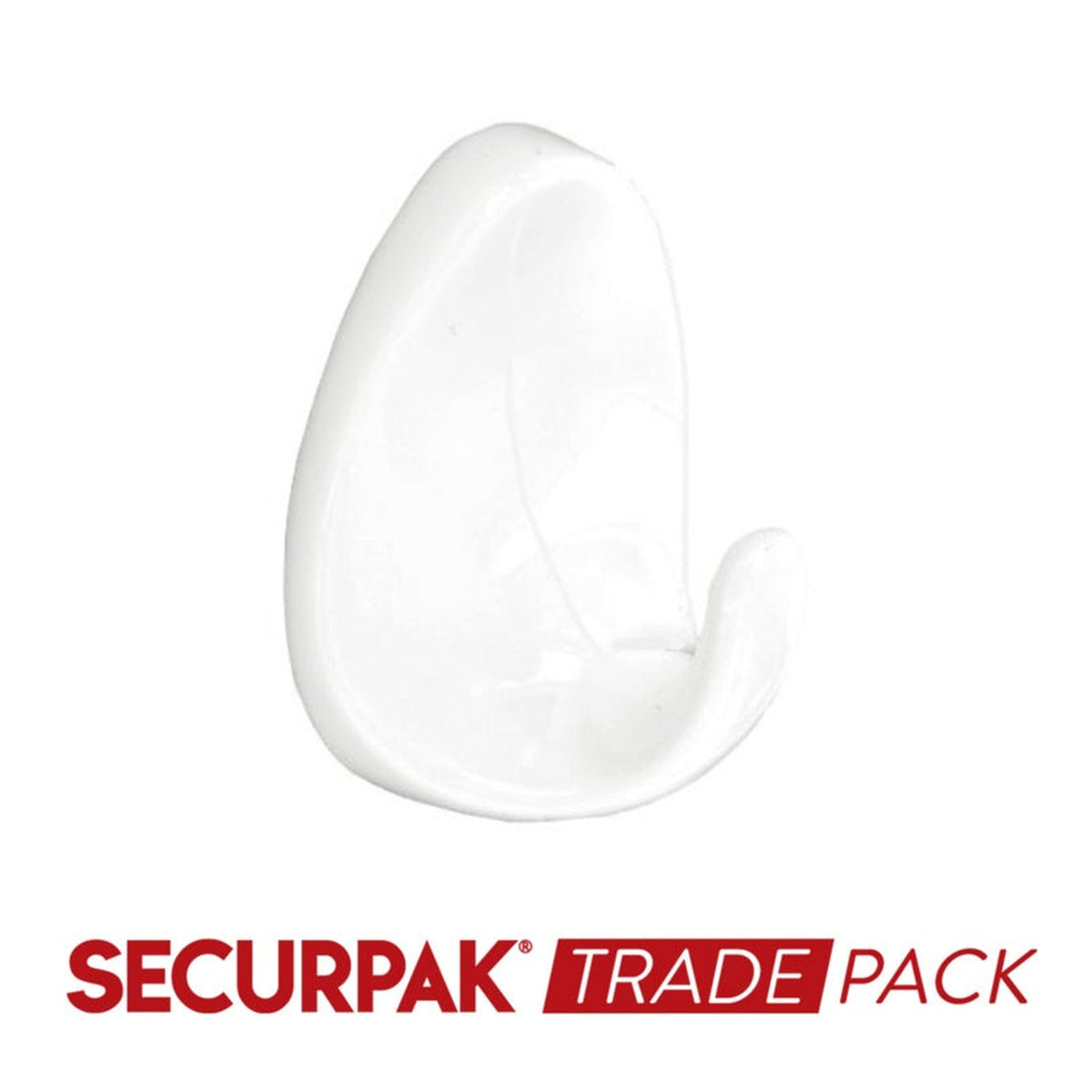 Securpak white oval self adhesive hooks size L pack of 10