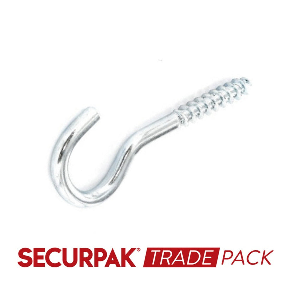 Securpak zinc plated screw hooks 80mm x 12, pack of 25