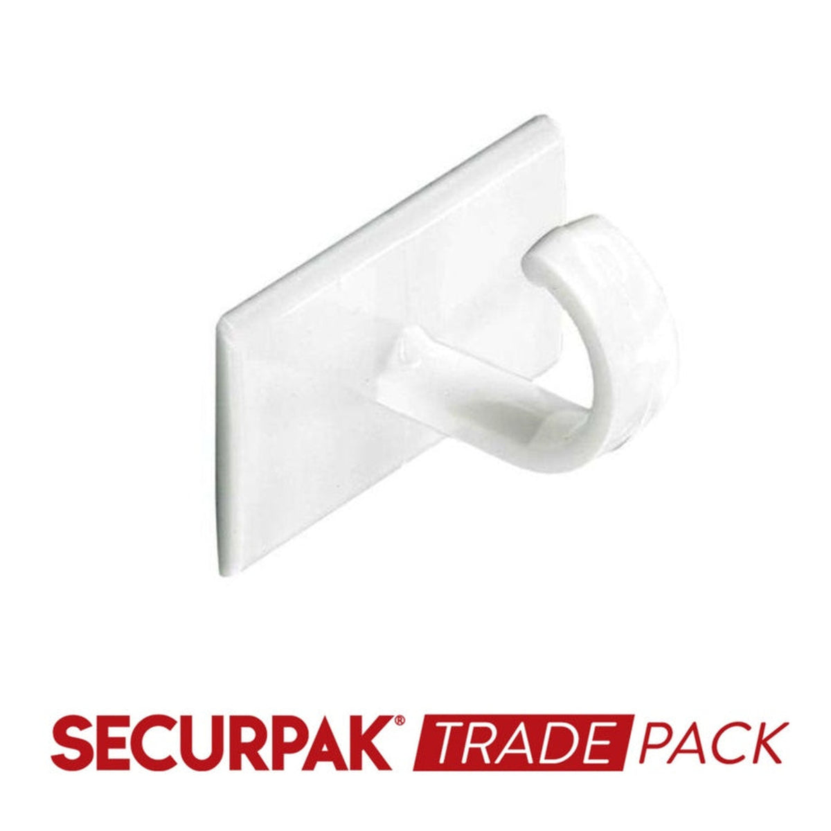 Pack of 10 Securpak white self adhesive cup hooks