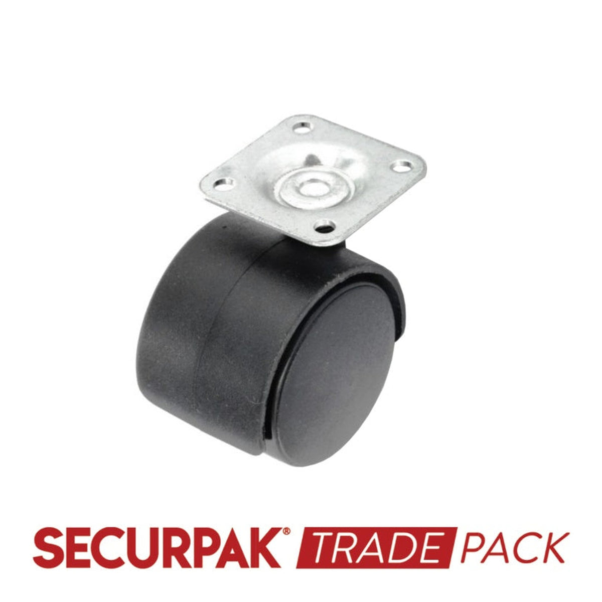 Securpak 40mm twin wheel plate castors, pack of 2