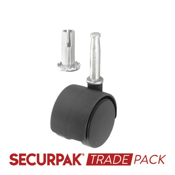 Pack of two Securpak 40mm twin wheel stem castors