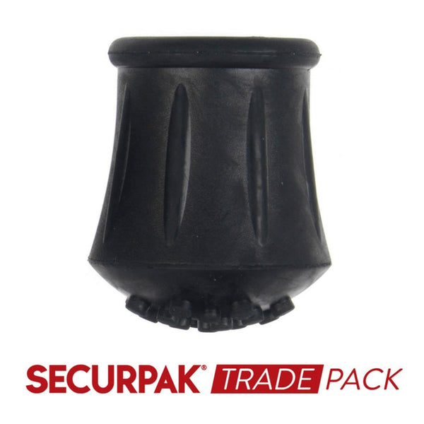 Securpak black 16mm walking stick ferrules, pack of 8