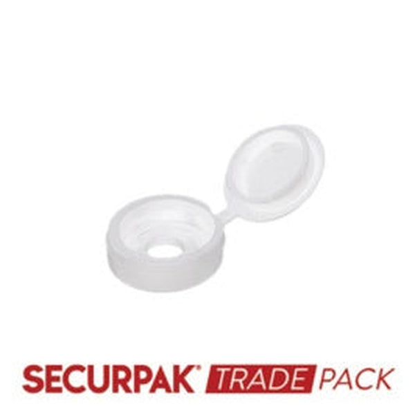 Pack of 100 Securpak white fold over screw caps