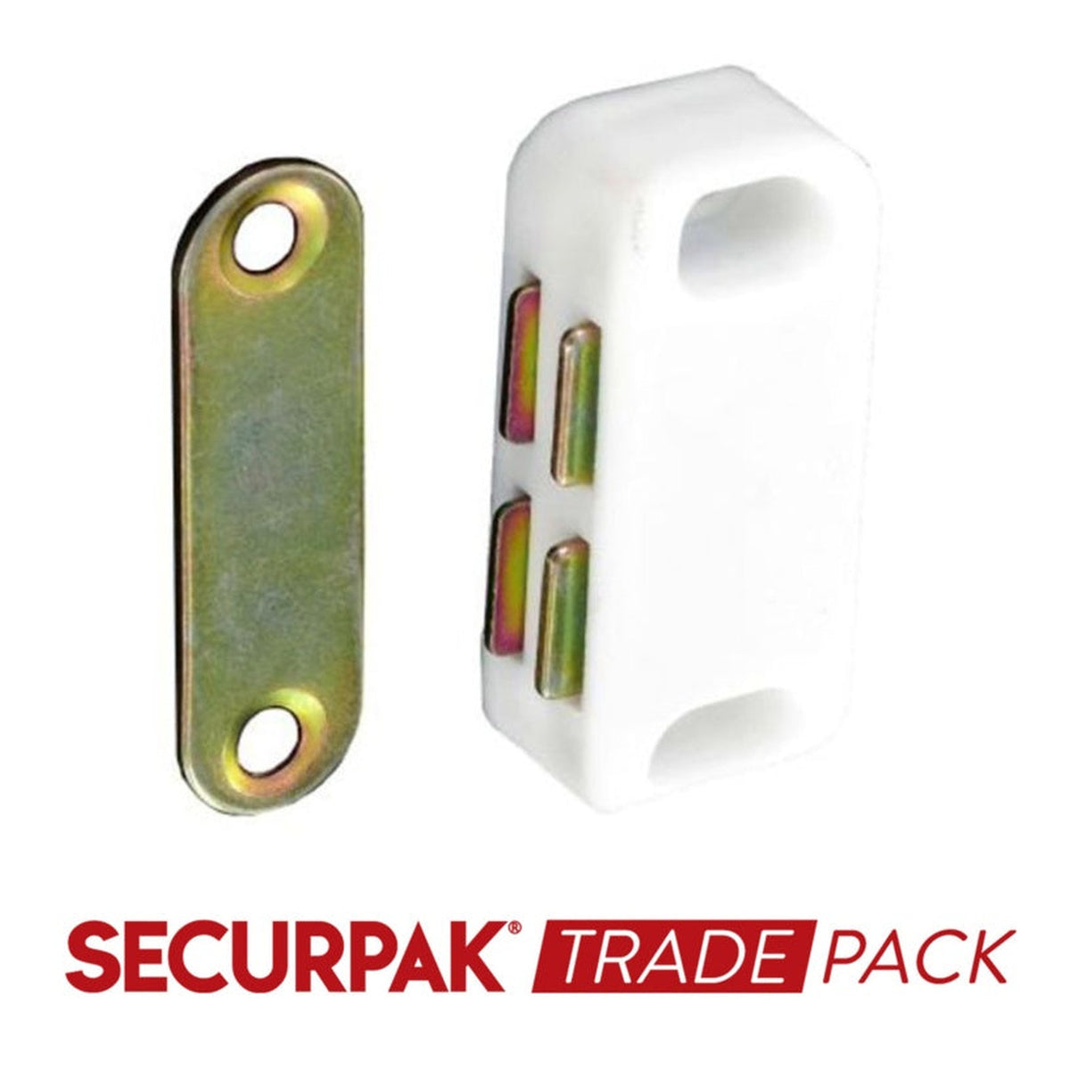Securpak white 38mm magnetic cupboard catches, pack of 20