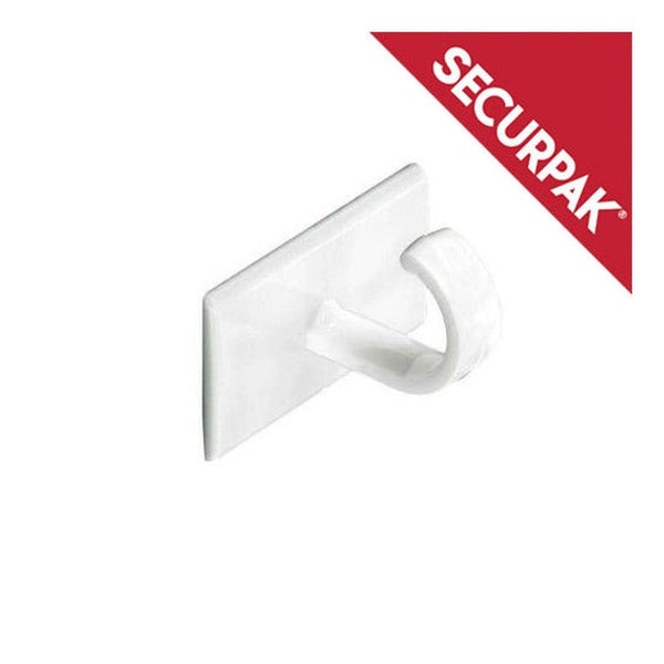 Pack of 4 Securpak white self adhesive cup hooks