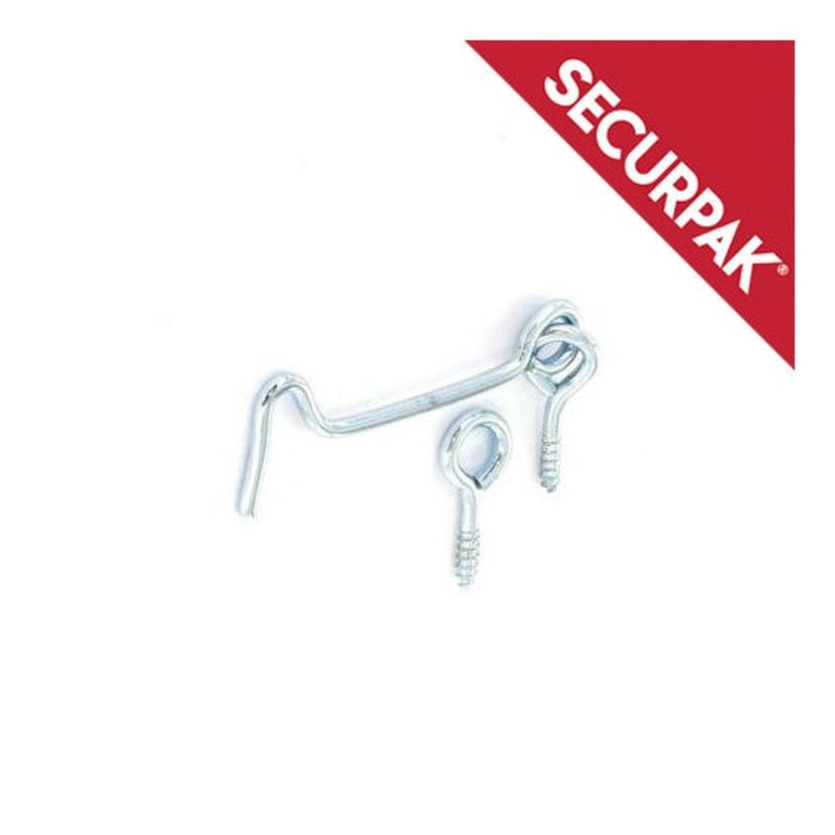 Securpak zinc plated 75mm gate hook and eye, pack of 4
