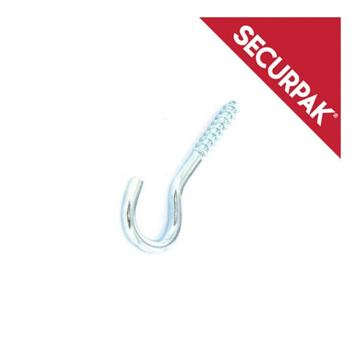 Securpak zinc plated 80mm screw hooks pack of 4