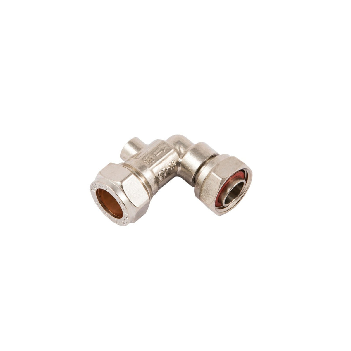 Securplumb angled chrome plated service valve, 15mm x 1/2 inch