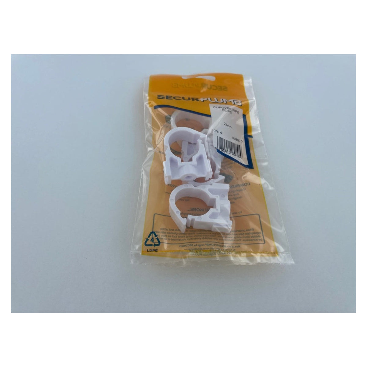 Securplumb 22mm clipover pipe clips, pack of 4