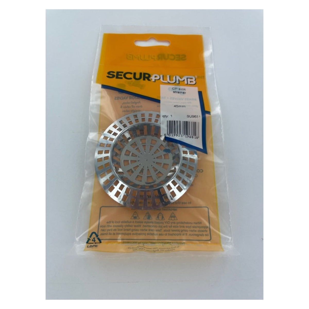 Securplumb 45mm chrome plated sink strainer
