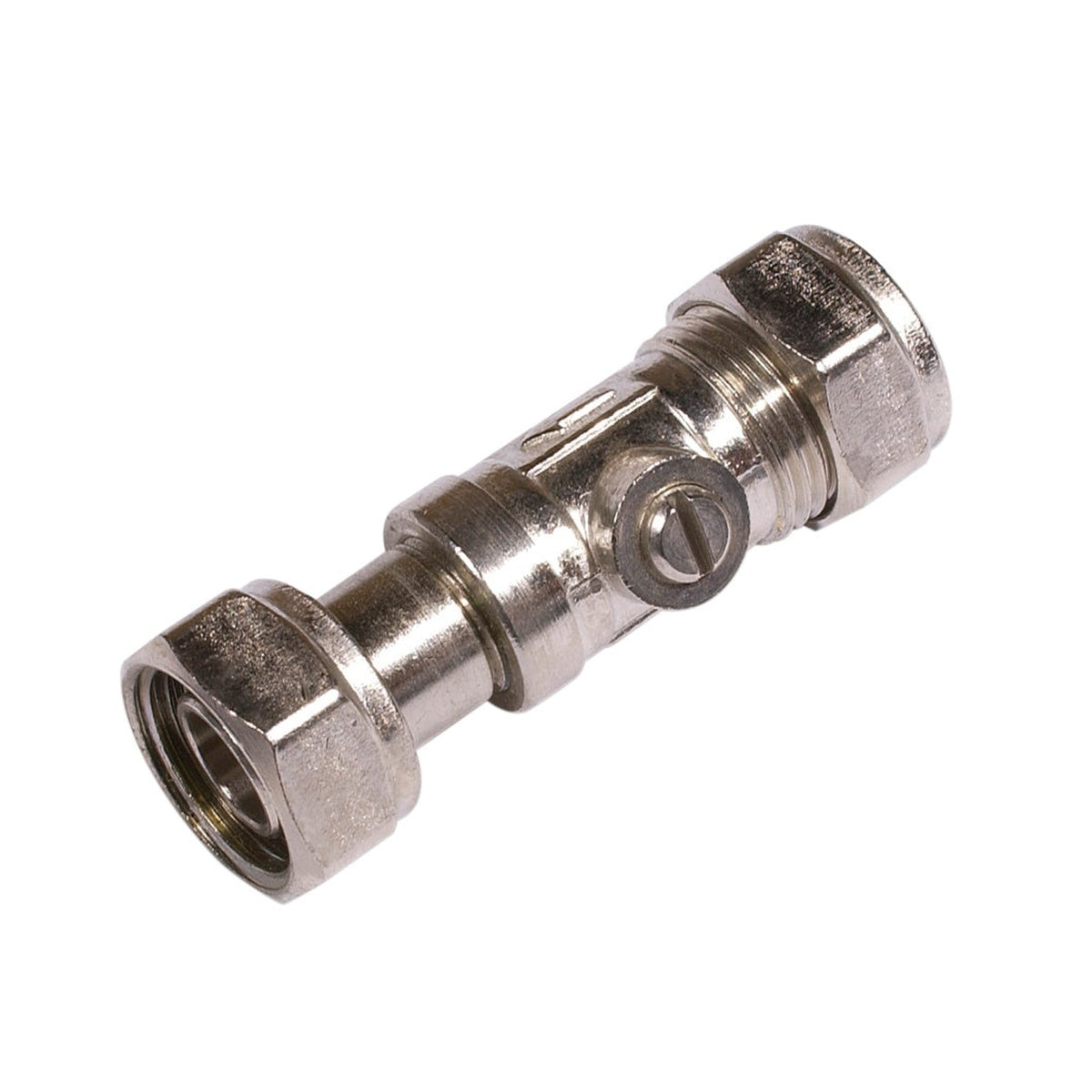 Securplumb straight chrome service valve 15mm x 1/2 inch