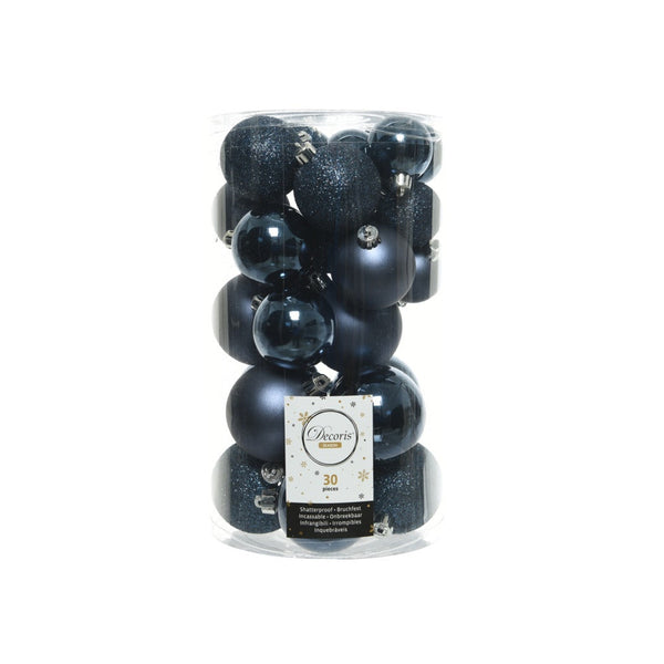 Shatterproof Baubles 6cm - Night Blue Box 30