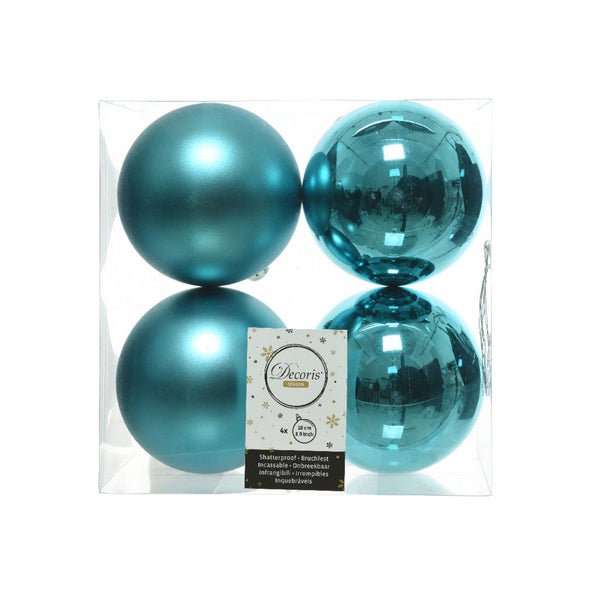 Shatterproof Baubles Pack 4 - Turquoise 10cm