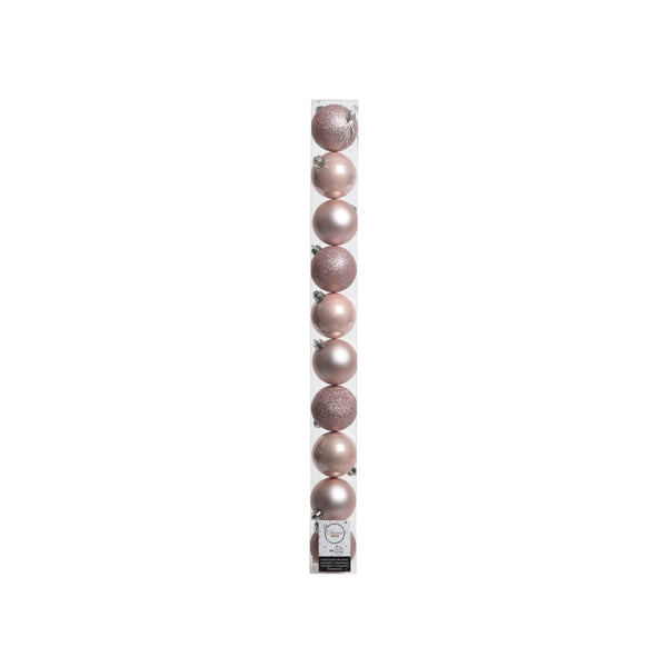 Shatterproof Plain Bauble 6cm - Blush Pink Mixed Tube 10
