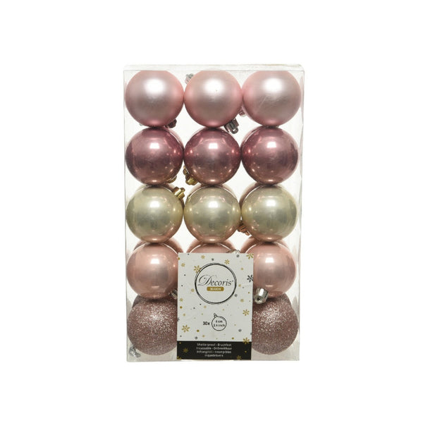 Shatterproof Plain Baubles 6cm - Pink Mix