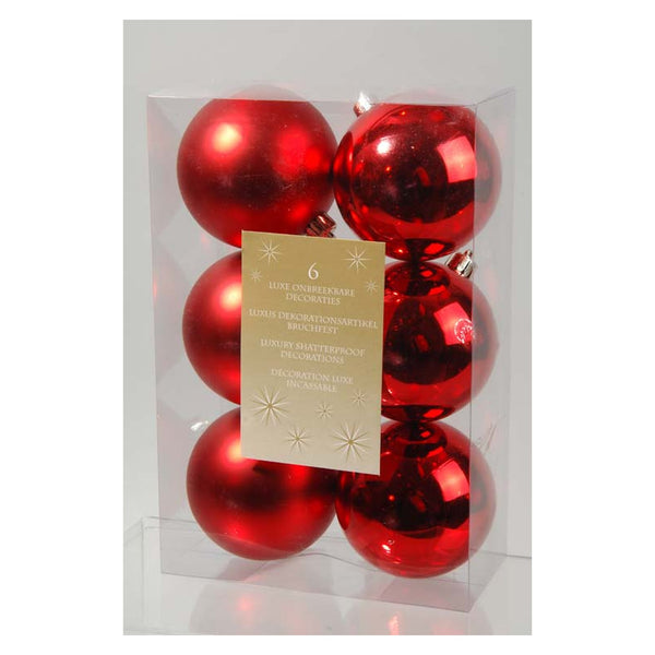 Shatterproof Plain Baubles - 80mm Red