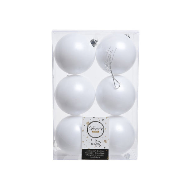 Shatterproof Plain Baubles - 8cm Winter White