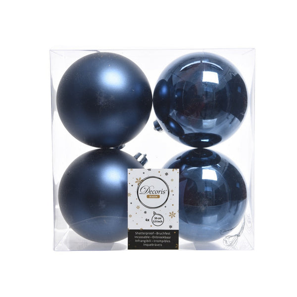 Shatterproof Plain Baubles Pack 4 - 10cm Matt Night Blue