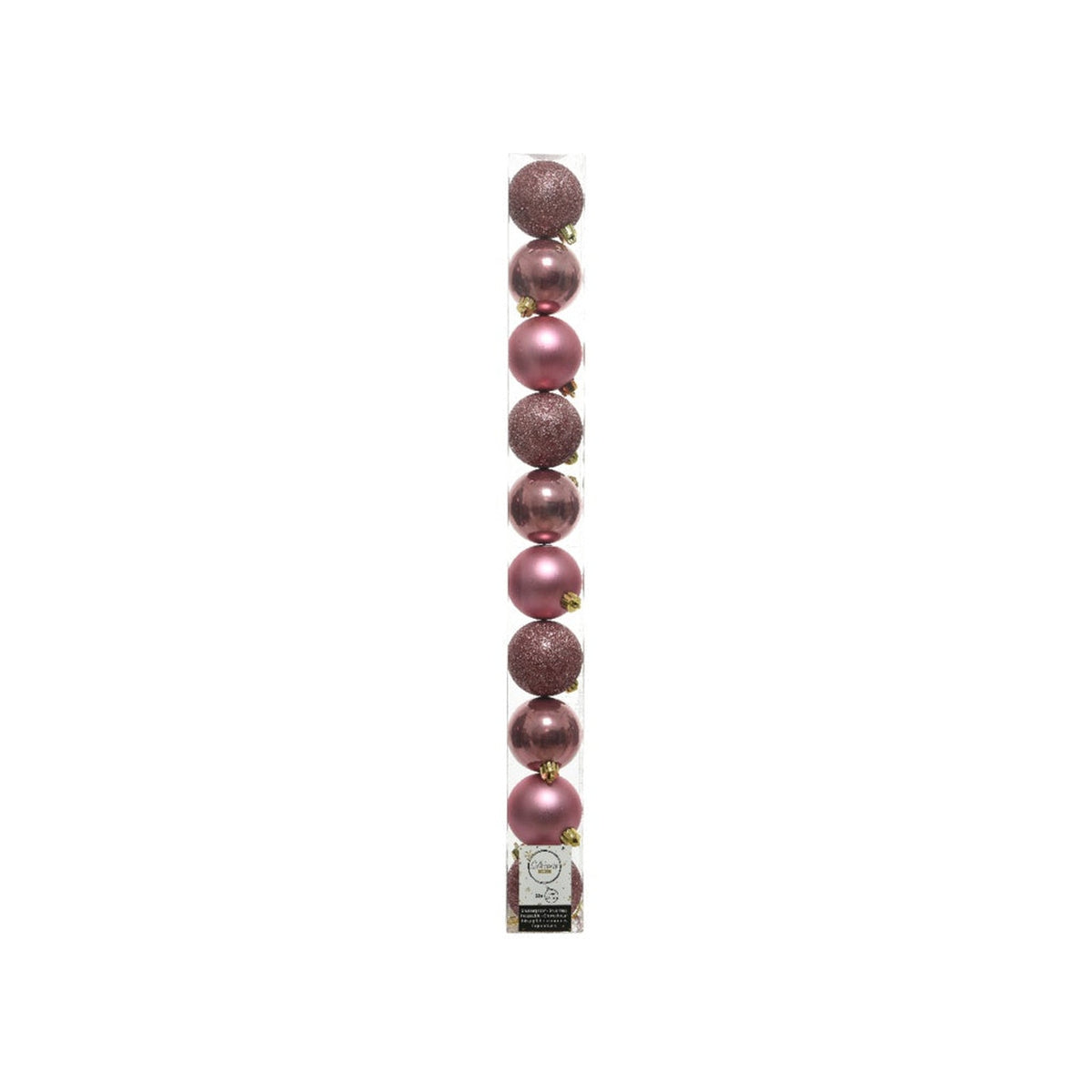 Shatterproof Plain Baubles Tube 10 - 60mm Velvet Pink Mix