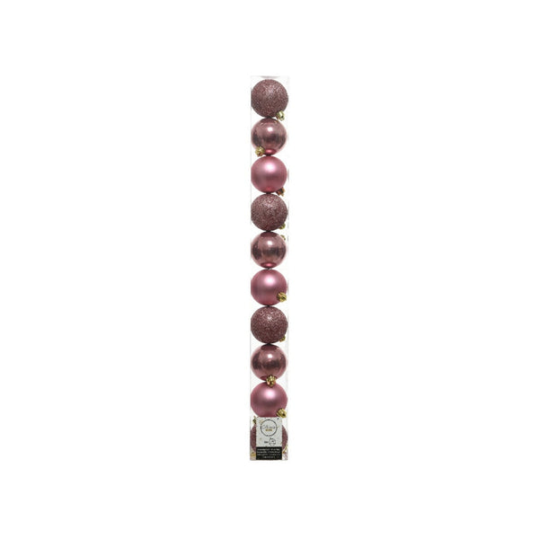 Shatterproof Plain Baubles Tube 10 - 60mm Velvet Pink Mix