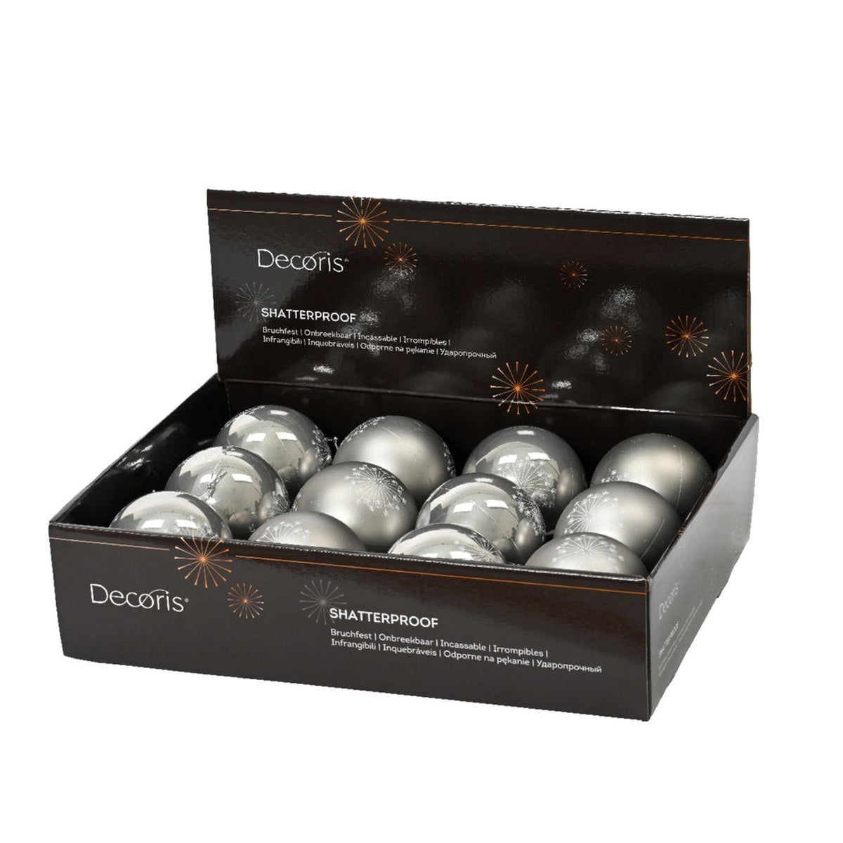 Shatterproof Shiny or Matt Bauble 8cm - Grey, view 2