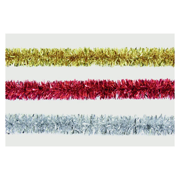 Shiny Tinsel 2m - Red Gold Silver