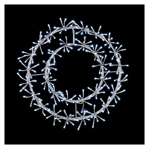 Silver Wreath Cluster White LED - 45cm
