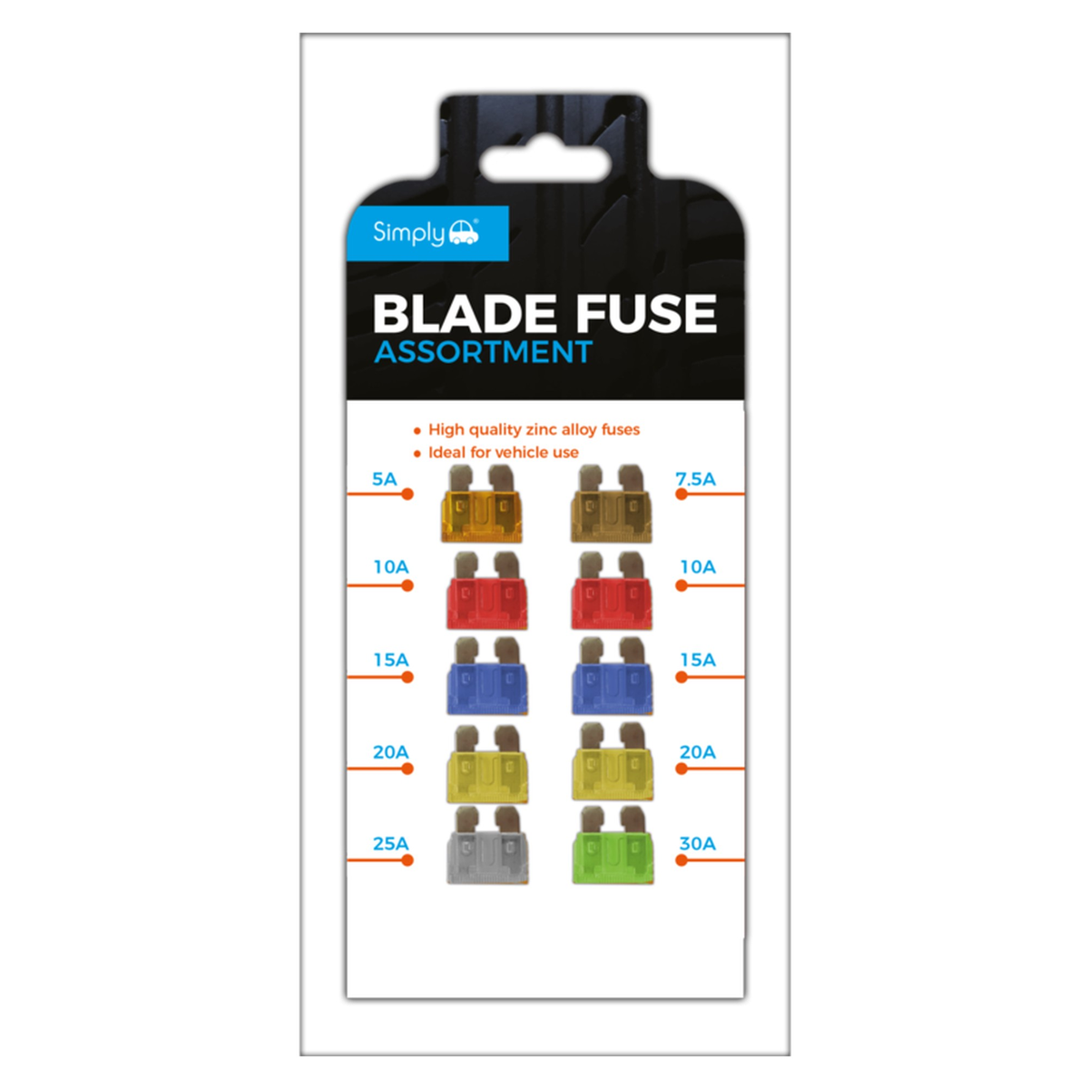 Simply Brand's blade fuse assortment pack of 10 in assorted amps