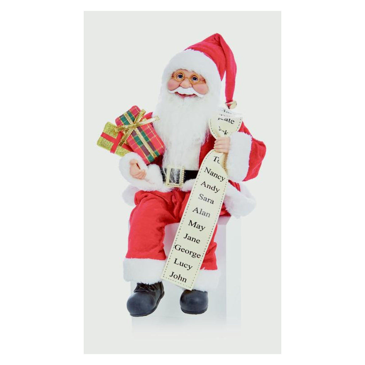Sitting Santa With Glasses - 40cm Red