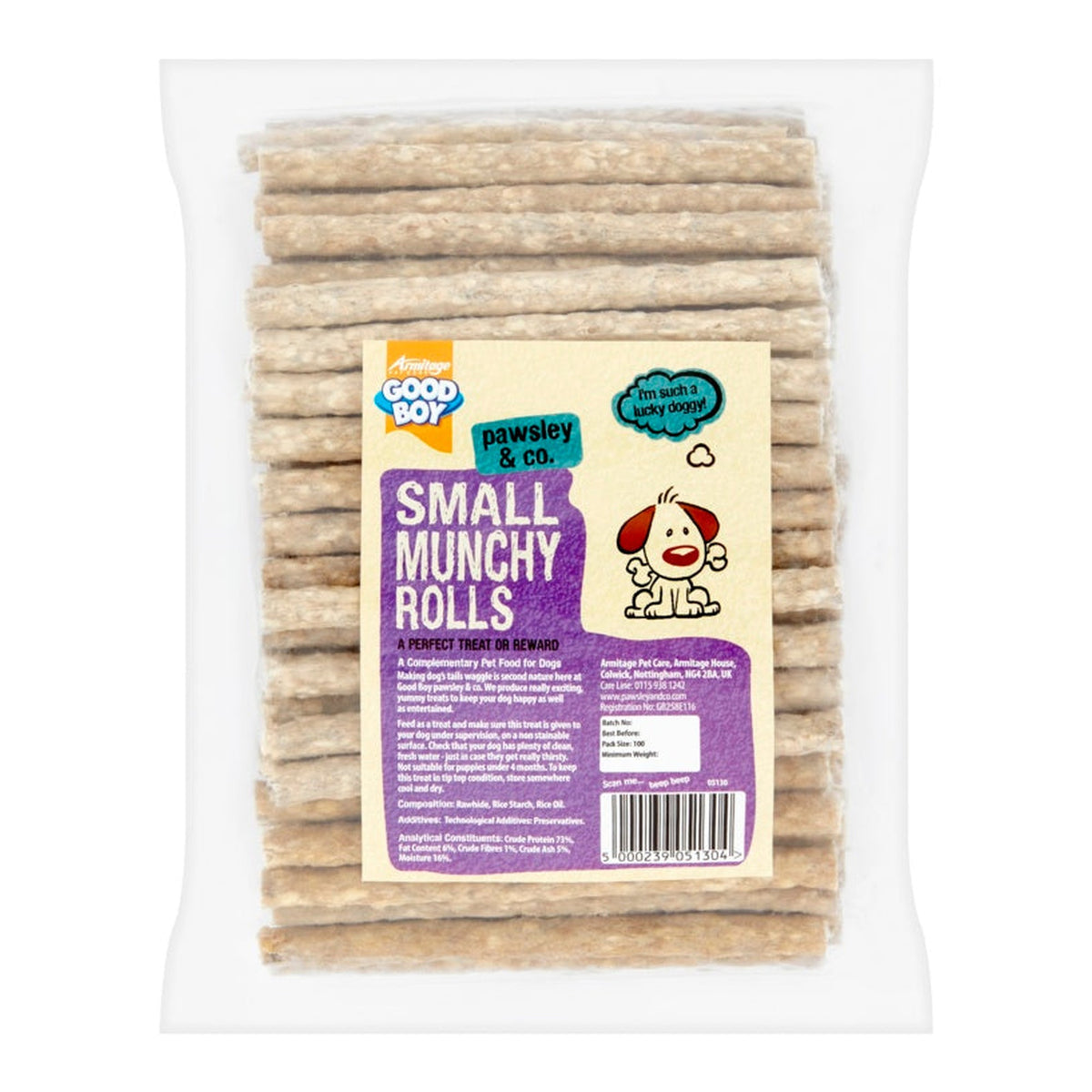 Small Munchy Rolls Natural 5" - Pack 100
