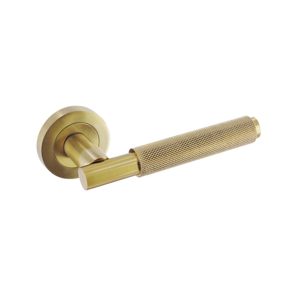 Smiths Architectural knurled lever on rose in satin brass