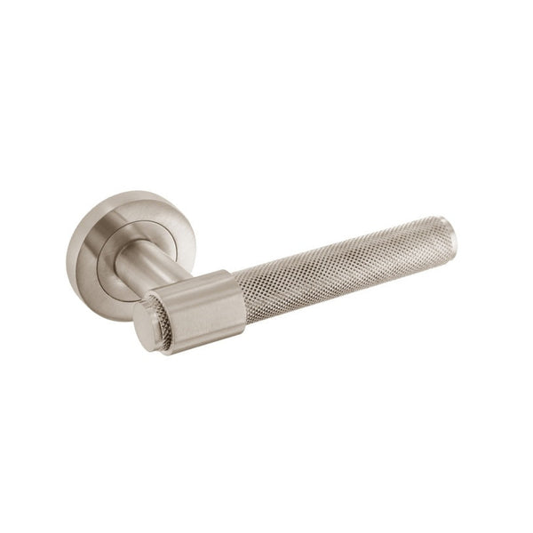 Smiths Architectural knurled loop lever on rose in satin chrome
