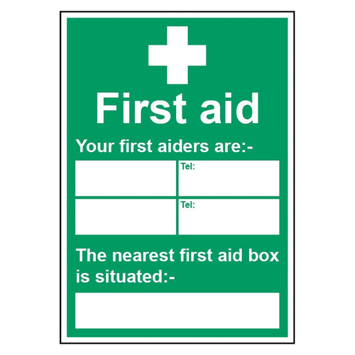 Smiths Architectural Your First Aiders rigid plastic sign