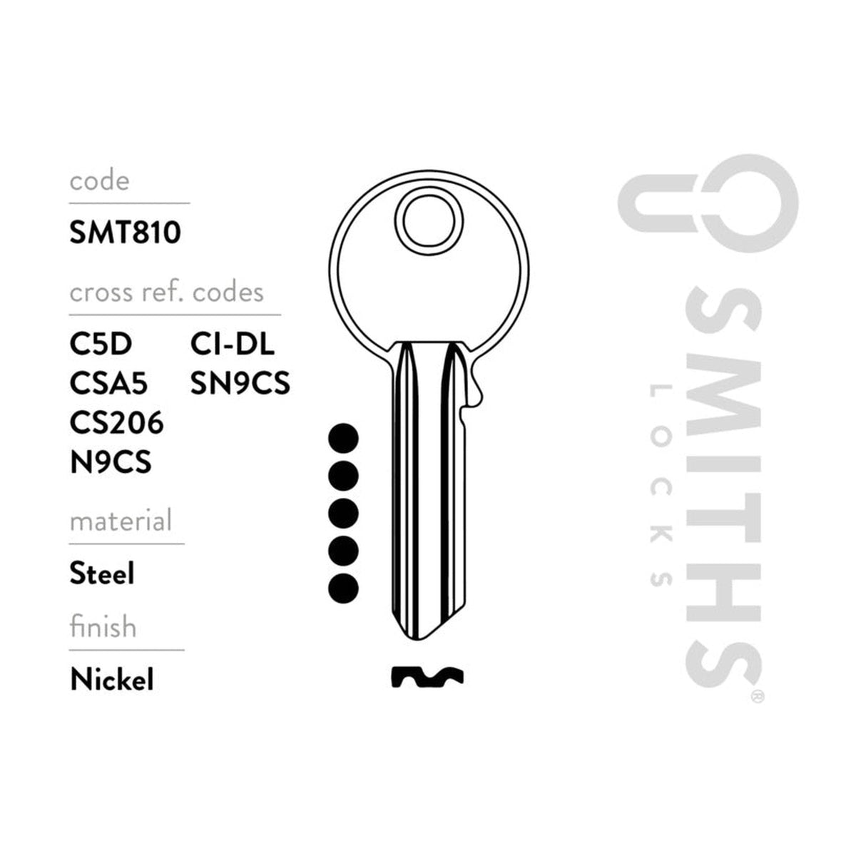 Smiths Locks Cisa 5 pin key blanks, pack of 10, view 3
