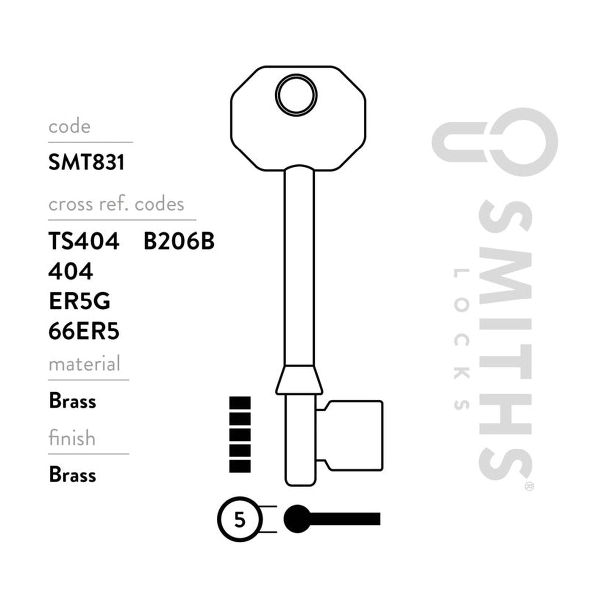 Pack of 10 Smiths Locks ERA Fortress brass key blanks, view 3