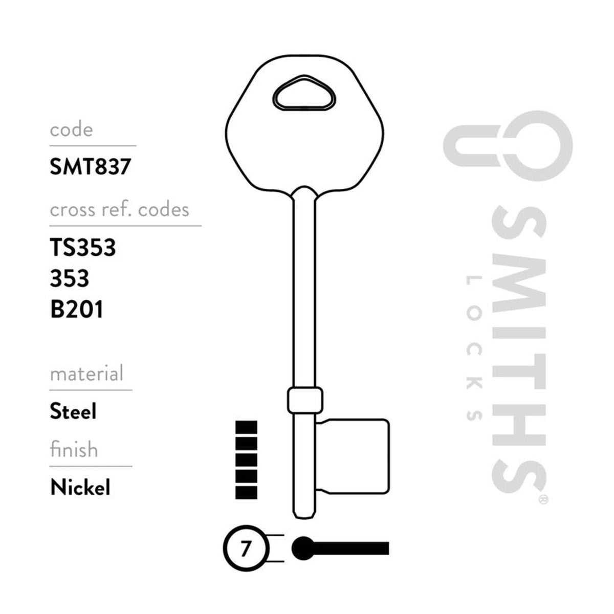Pack of 10 Smiths Locks ERA Viscount mortice key blanks, view 3