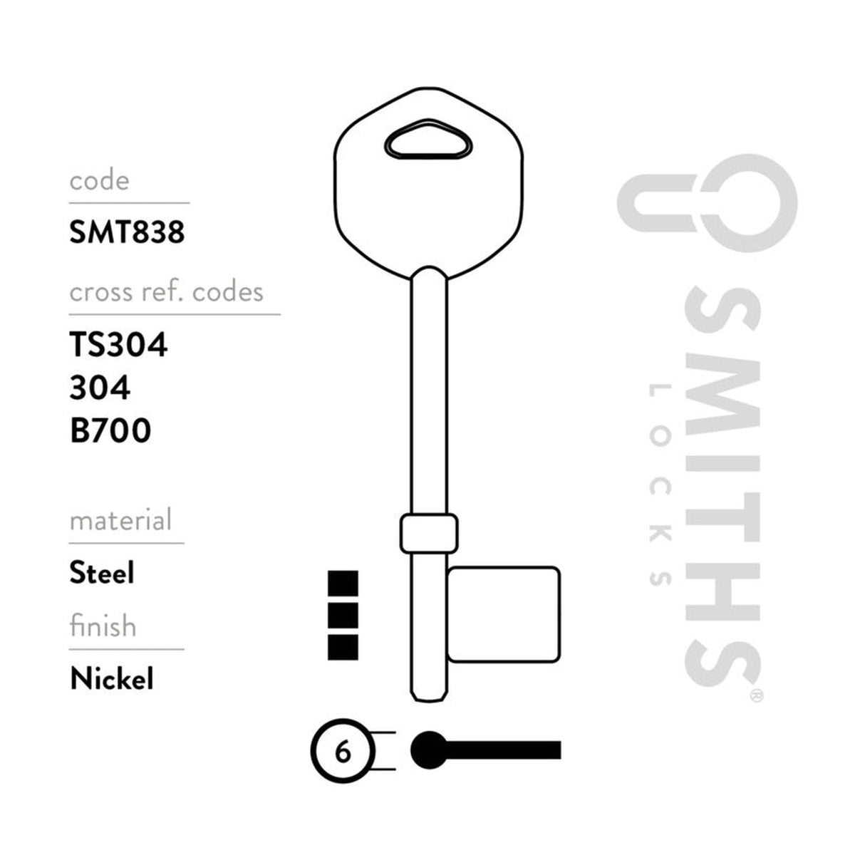 Pack of ten Smiths Locks Guardian 3 lever mortice key blanks, view 3