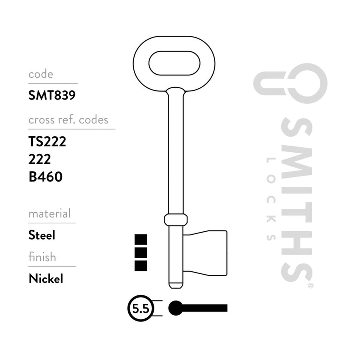 Smiths Locks Legge H mortice key blanks, pack of 10, view 3