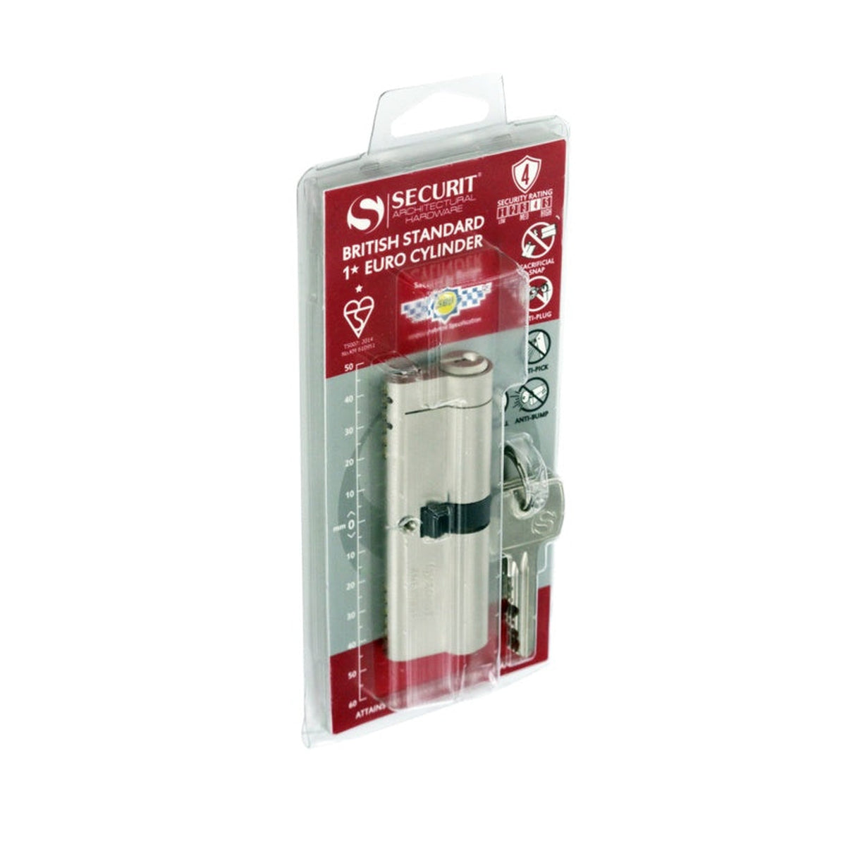 Smiths Locks Snap Safe nickel euro cylinder 40 x 50mm, view 3