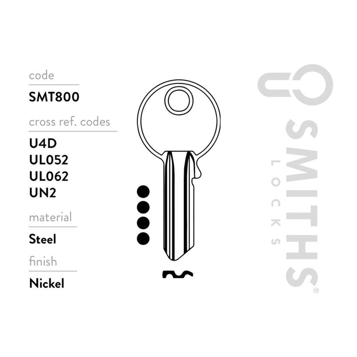 Pack of 10 Smiths Locks universal 4 pin cylinder key blanks, view 3
