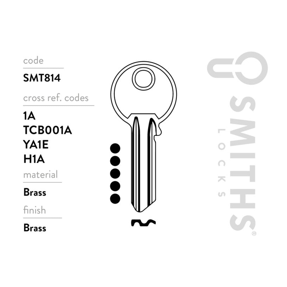 Pack of 10 Smiths Locks brass Yale 5 pin key blanks, view 3