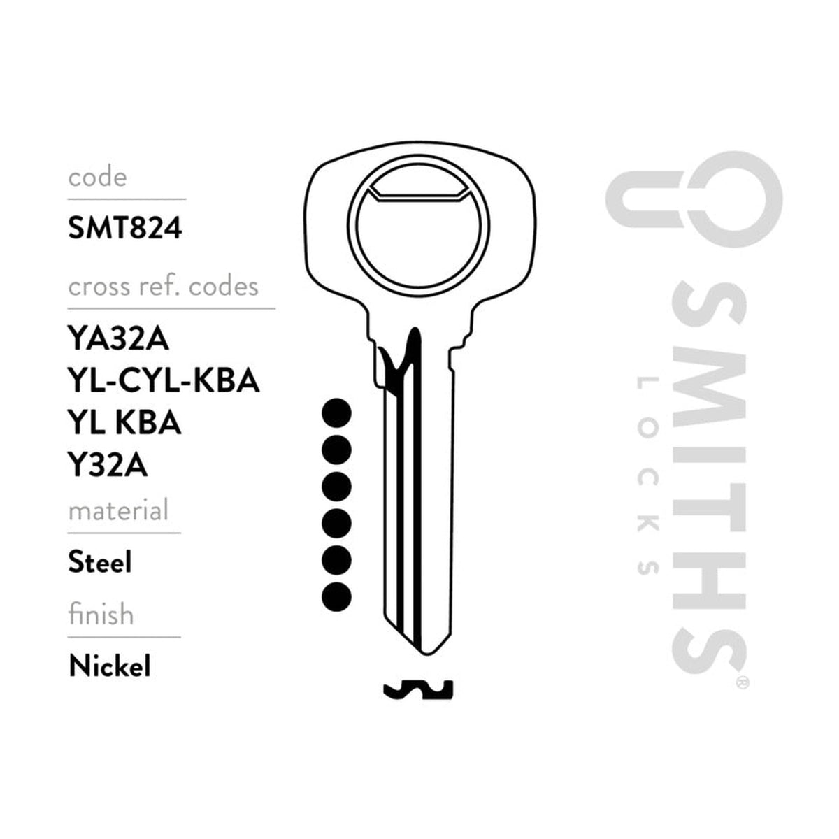Pack of 10 Smiths Locks Yale 6 pin key blanks, view 3