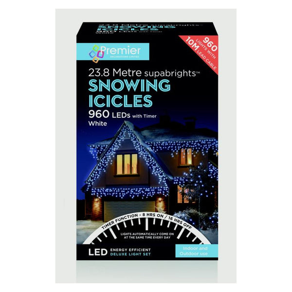 Snowing Icicles With Timer Warm White - 960 LED