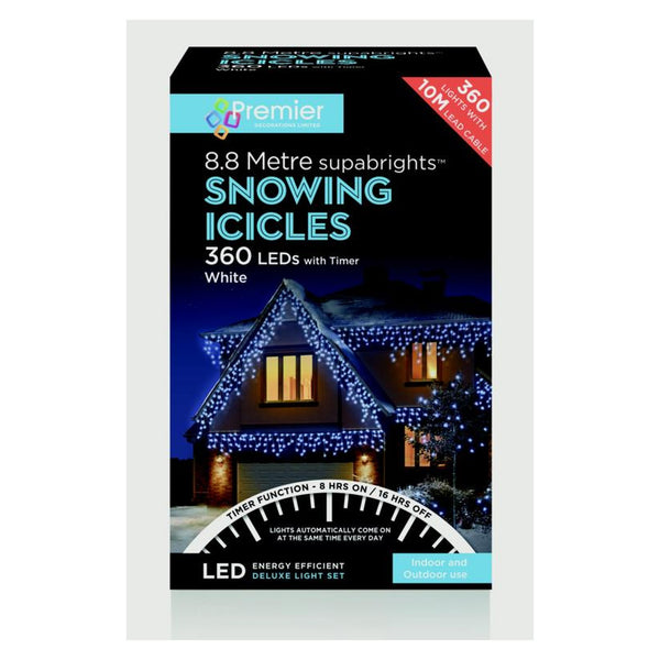 Snowing Icicles With Timer White - 360 LED