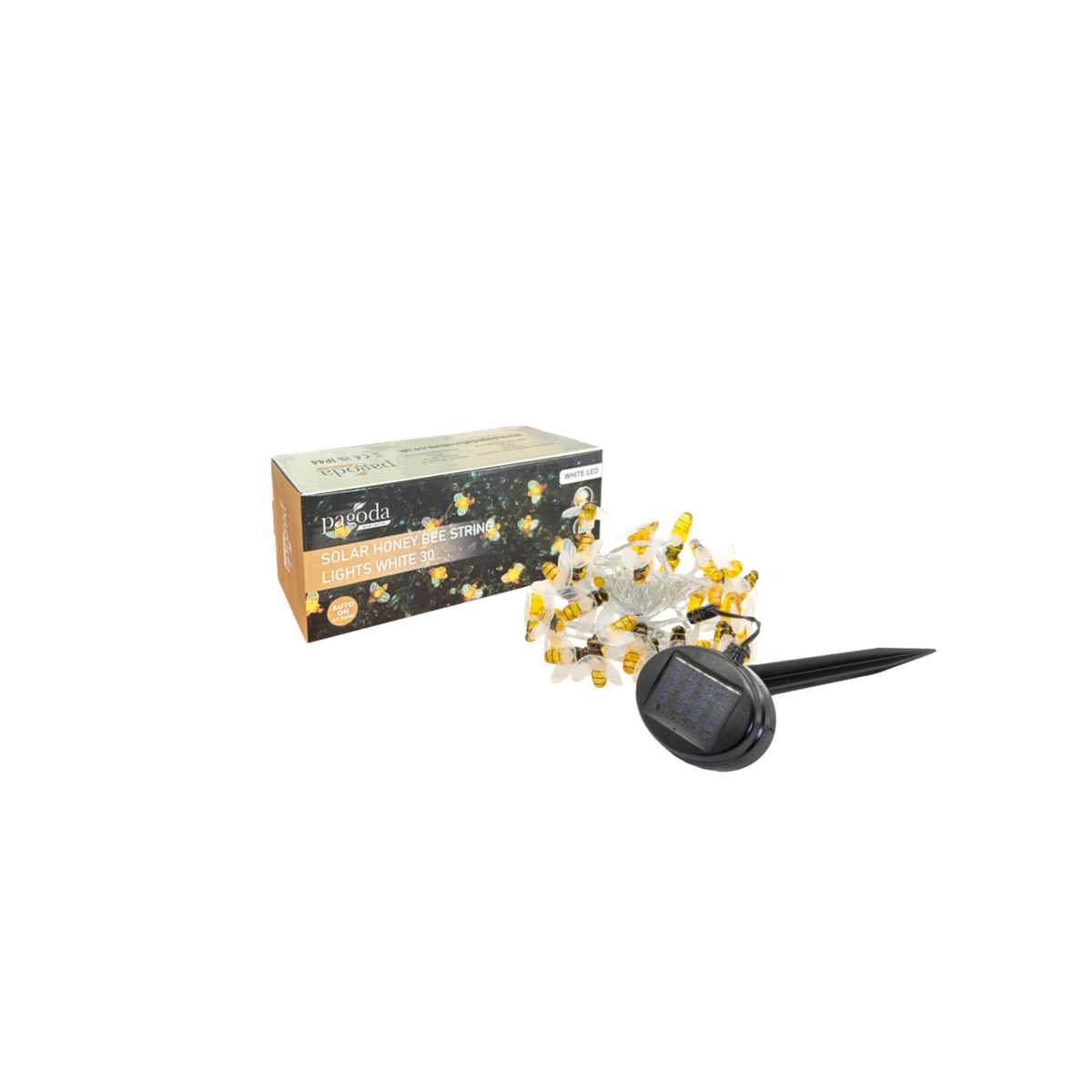 Solar Honey Bee String Lights - 30 LEDs White