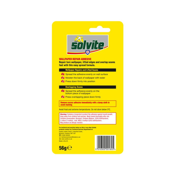 Solvite wallpaper repair adhesive 56g tube