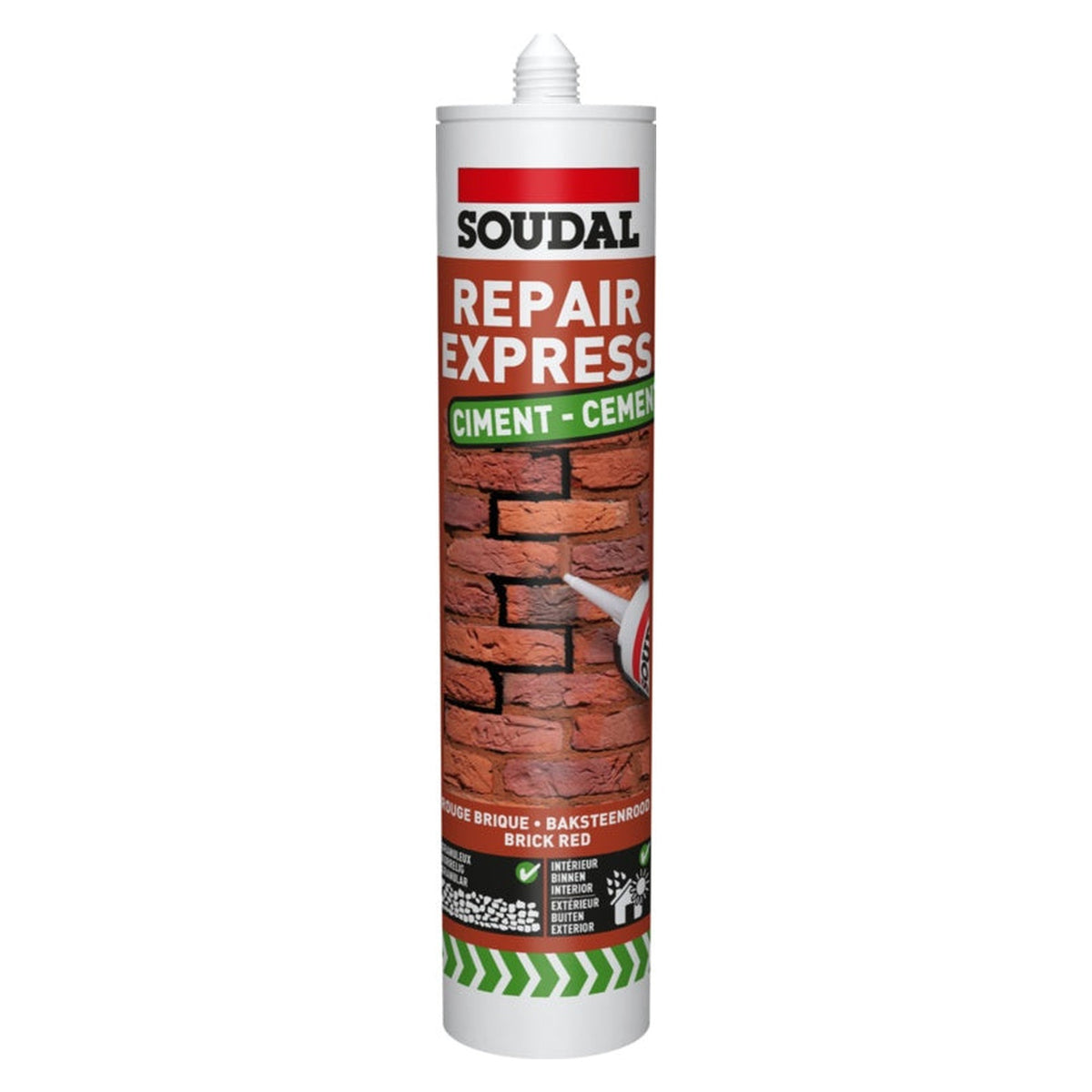 Soudal Repair Express Cement 290ml in red brick