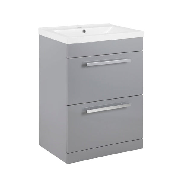 SP Avalon 600mm 2 drawer grey gloss basin unit