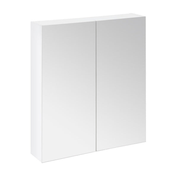 SP Avalon gloss white wall hung 2 door mirror cabinet 600mm